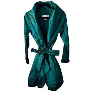 Catherine Regehr 100% Silk Formal Evening Wrap  Dress Emerald Green Sz S/P EUC
